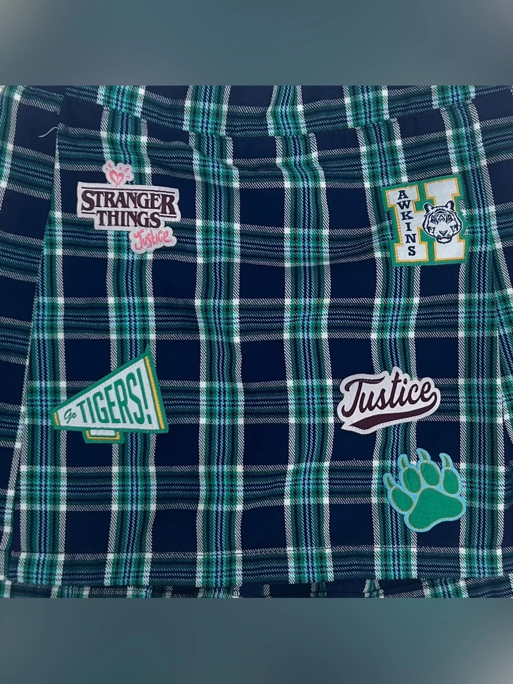 Justice x Stranger Things Plaid Skort 🐯 Hawkins Tigers, Size S (7/8)